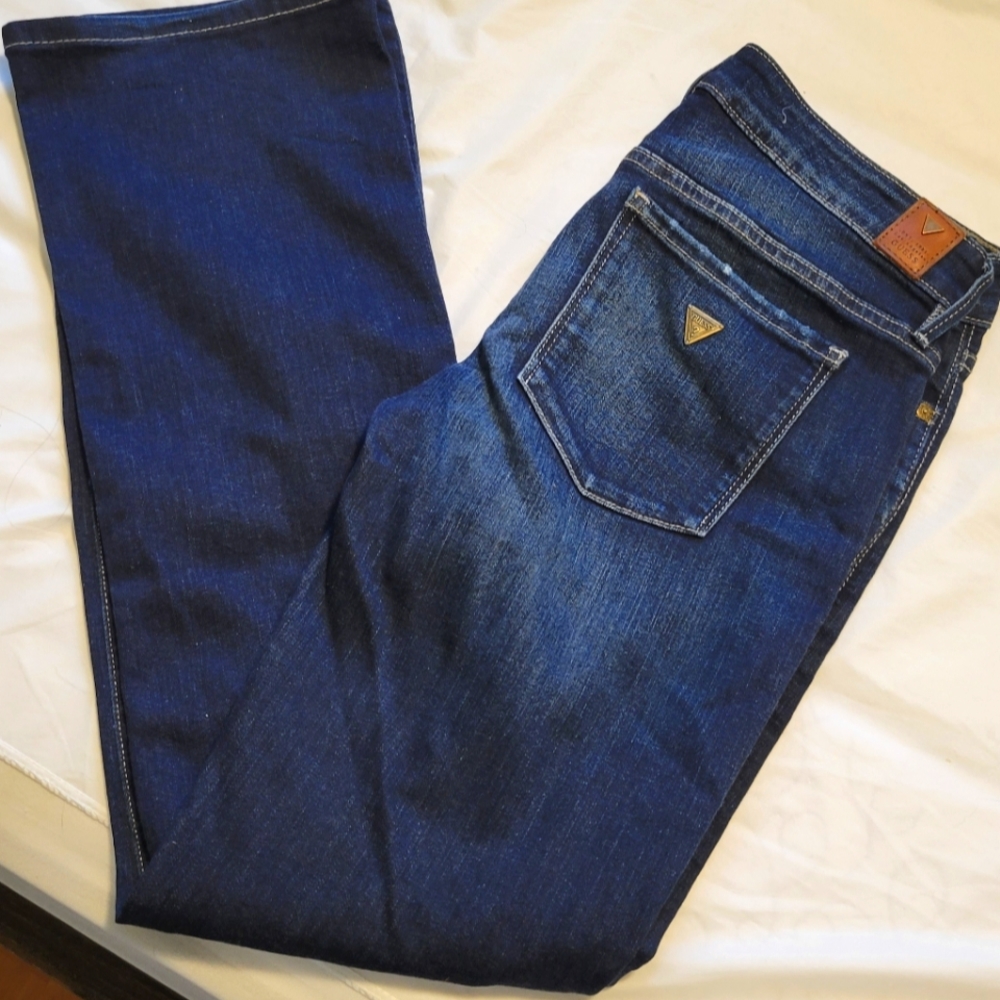 Guess Dark Wash Boot Cut Low Rise Jeans